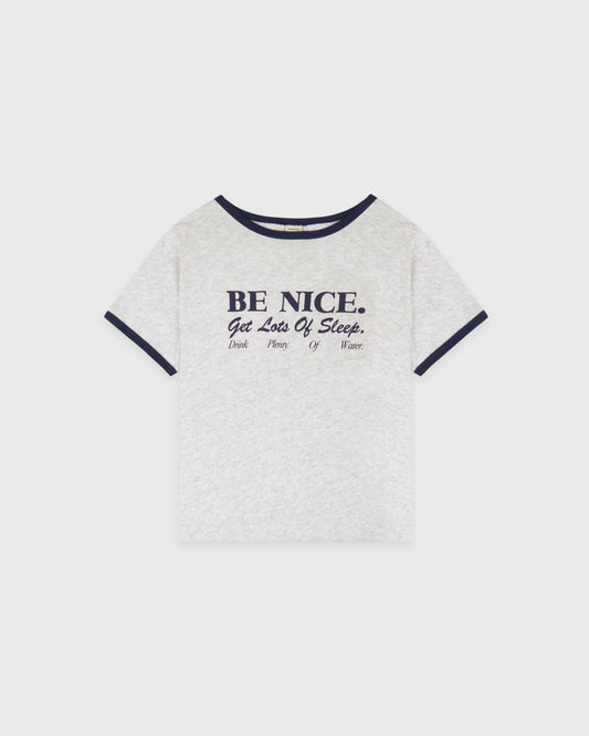 Be Nice Kids Ringer Tee - Heather Gray/Dark Navy