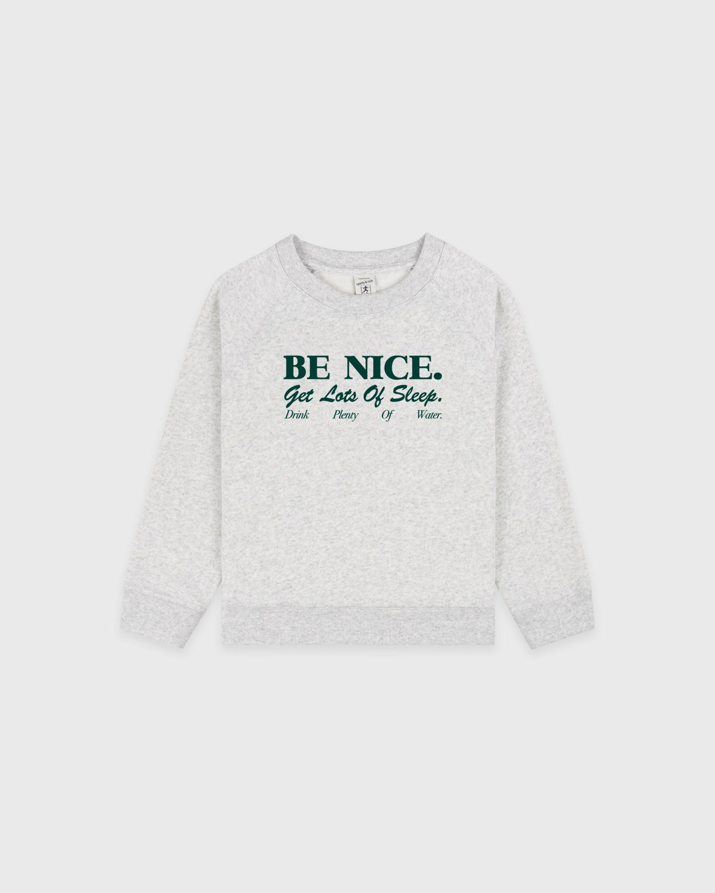 Be Nice Kids Crewneck - Heather Gray/Forest