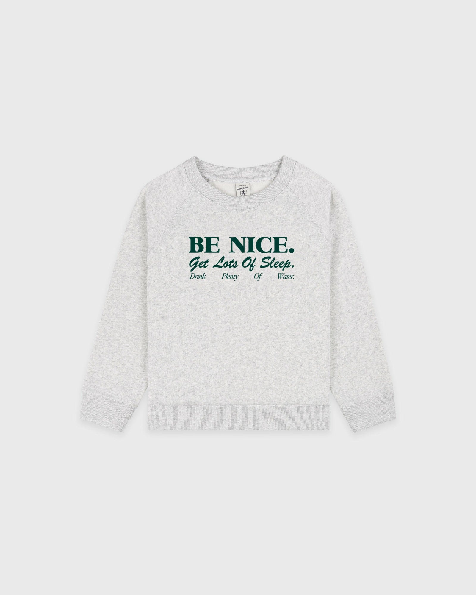 Be Nice Kids Crewneck - Heather Gray/Forest