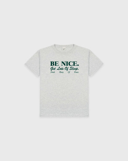 Be Nice Kids T-Shirt - Heather Gray/Forest
