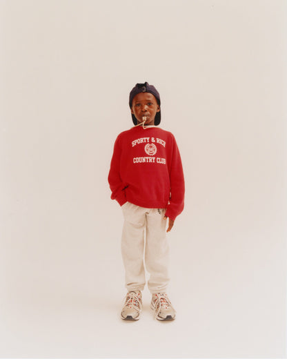 Varsity Crest Kids Crewneck - Ruby/White