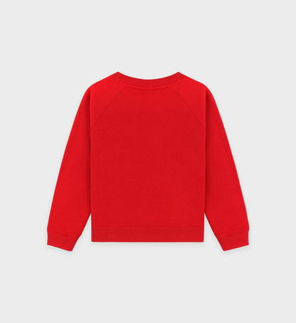 Varsity Crest Kids Crewneck - Ruby/White