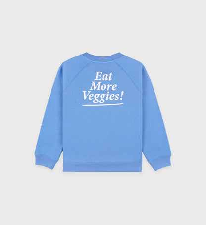 Eat More Veggies Kids Crewneck - Juniper/White