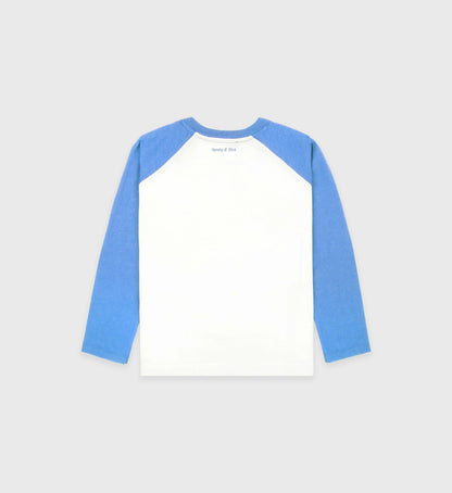 Be Nice Kids Baseball Tee - White/Juniper