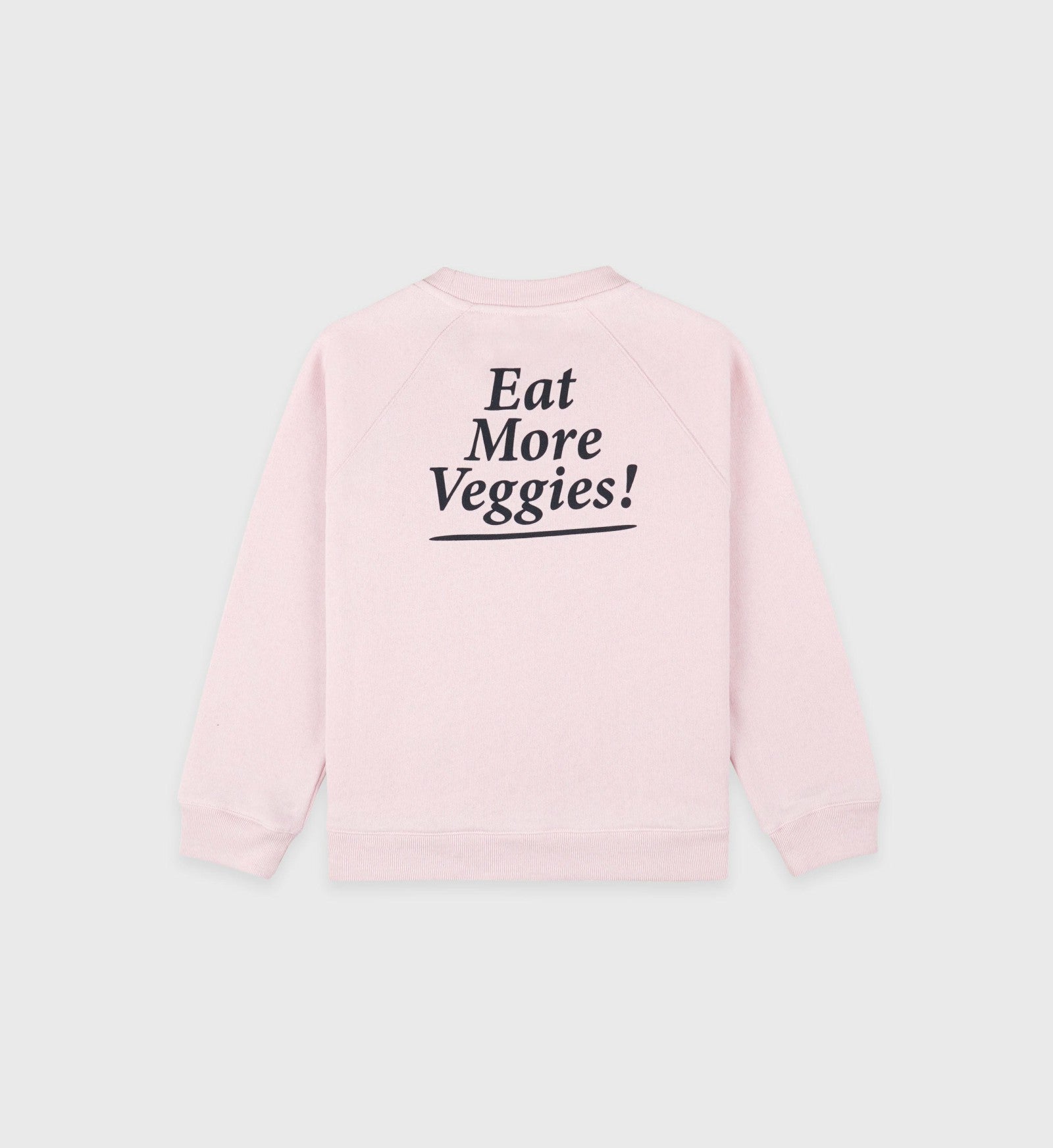 Eat More Veggies Kids Crewneck - Pink Dolphin/Navy