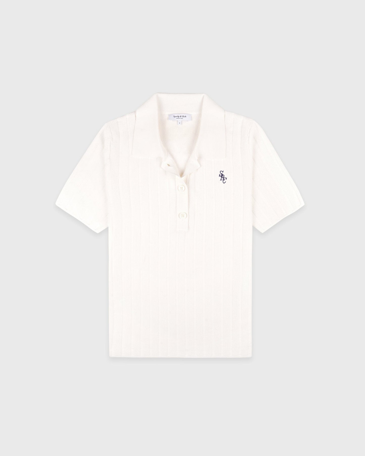 SRC Ribbed Polo - Ecru/Navy
