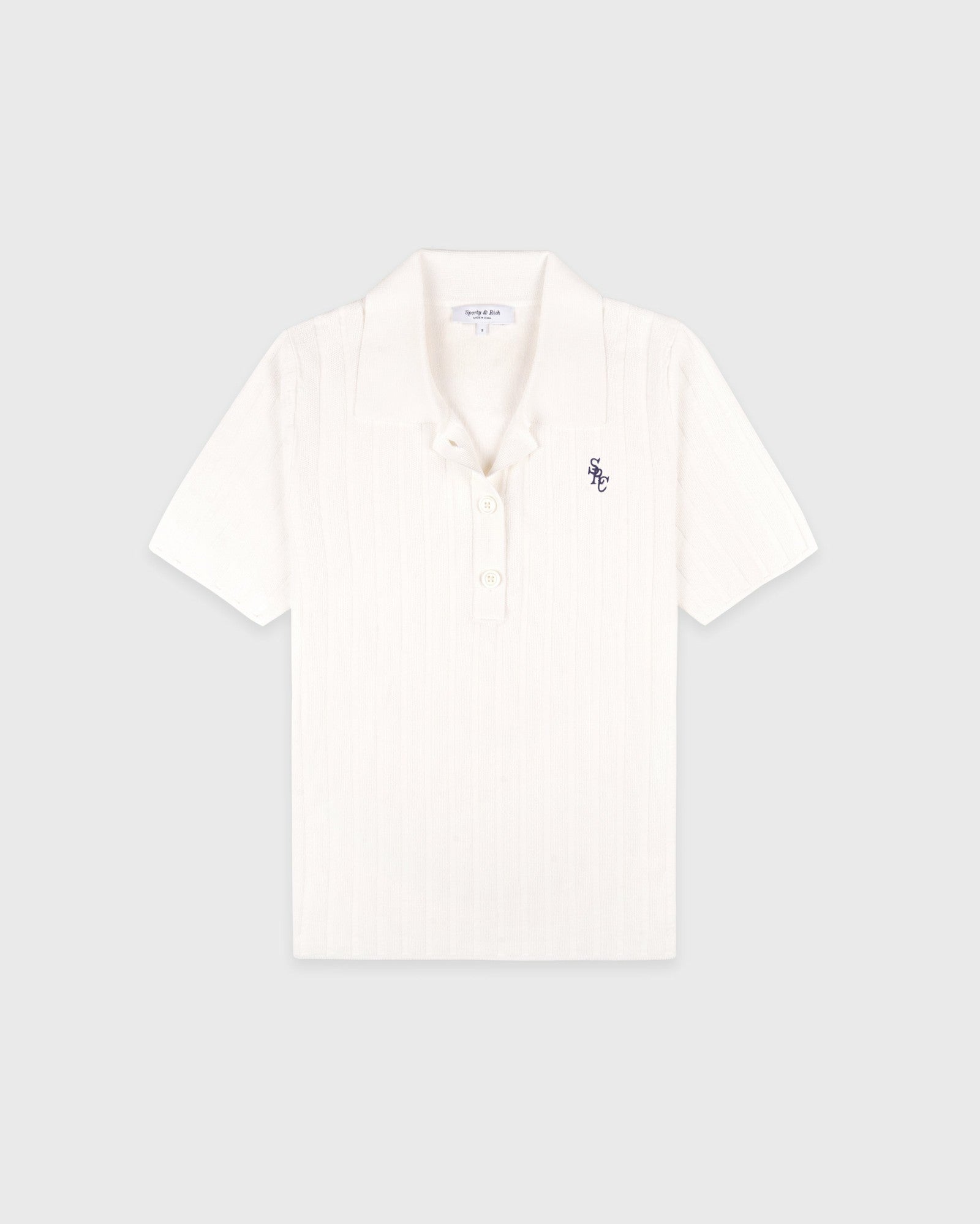SRC Ribbed Polo - Ecru/Navy