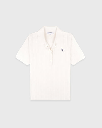 SRC Ribbed Polo - Ecru/Navy
