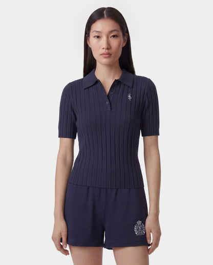SRC Ribbed Polo - Dark Navy/White