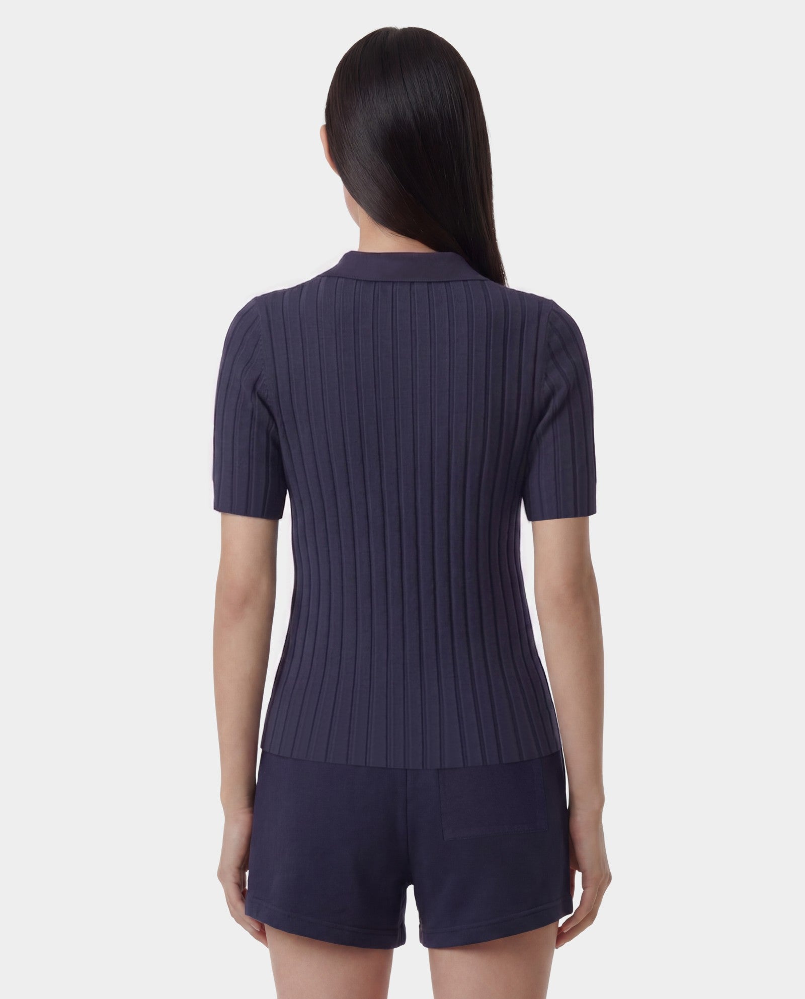 SRC Ribbed Polo - Dark Navy/White