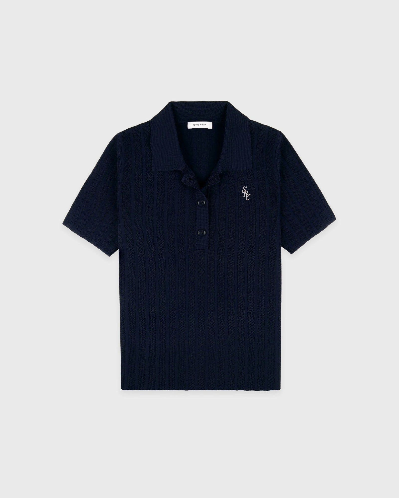 SRC Ribbed Polo - Dark Navy/White