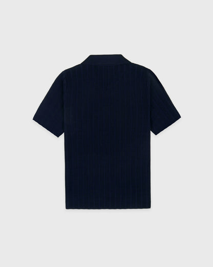 SRC Ribbed Polo - Dark Navy/White
