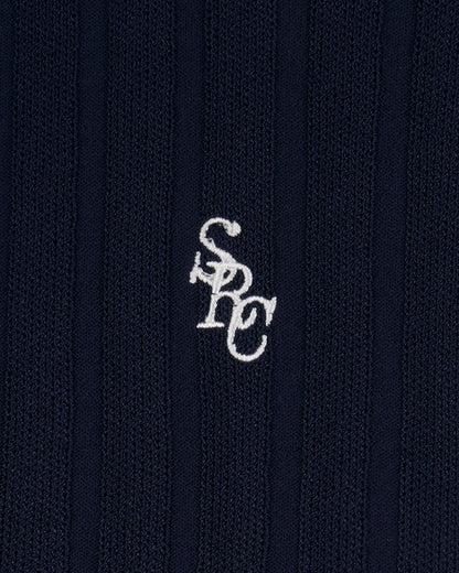 SRC Ribbed Polo - Dark Navy/White