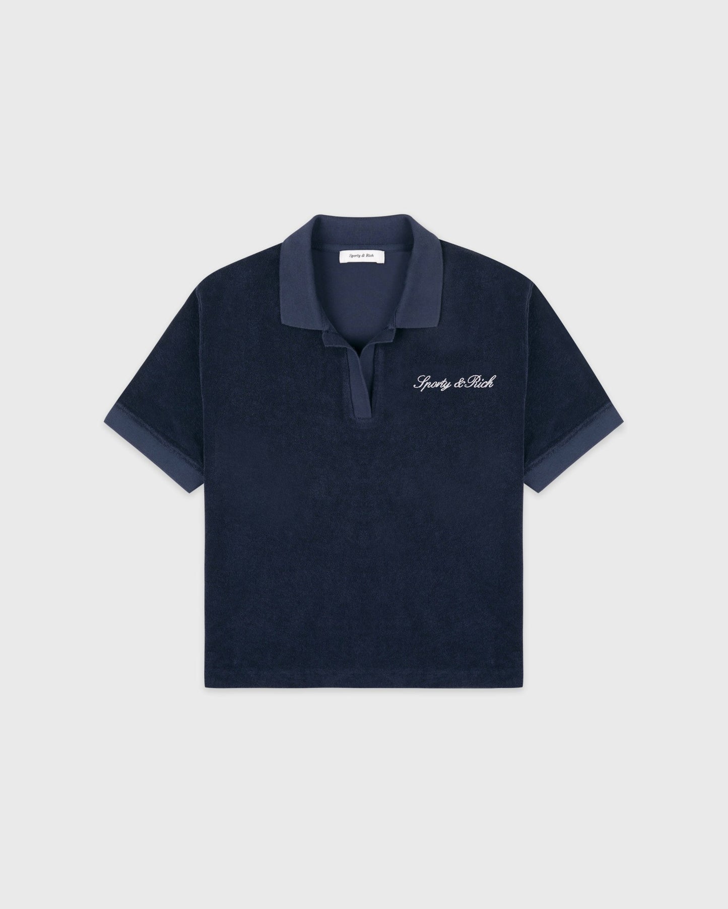 Signature Logo Terry Polo - Light Navy/White