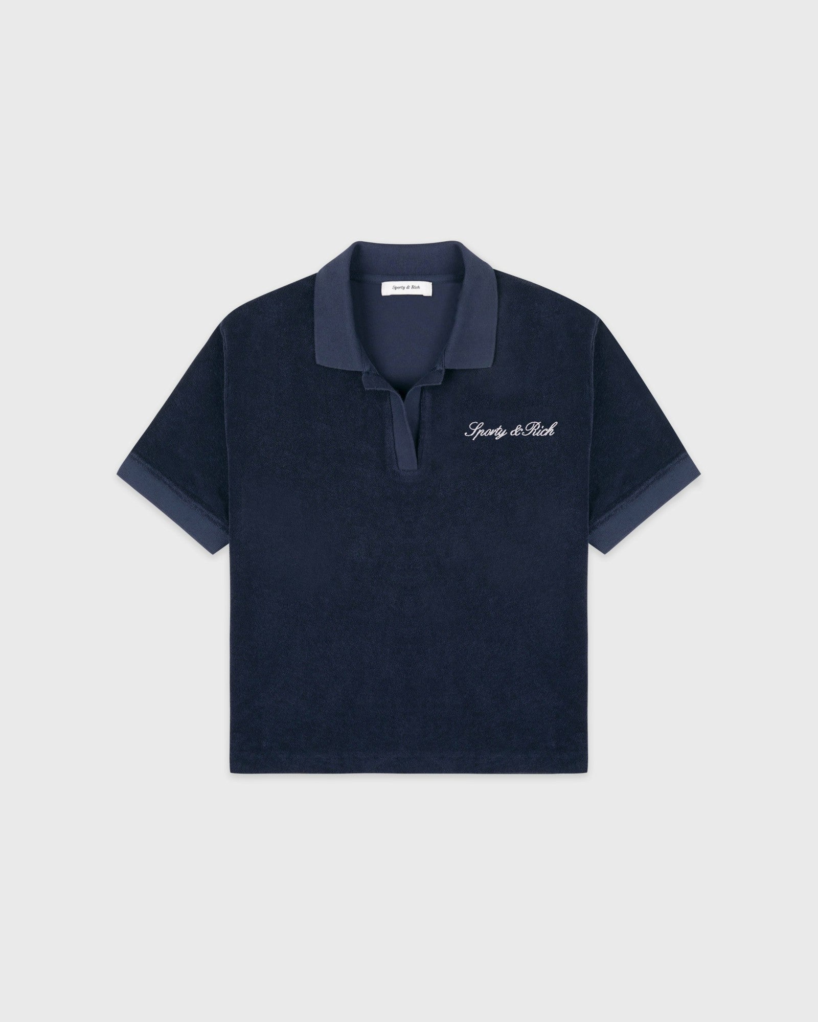 Signature Logo Terry Polo - Light Navy/White