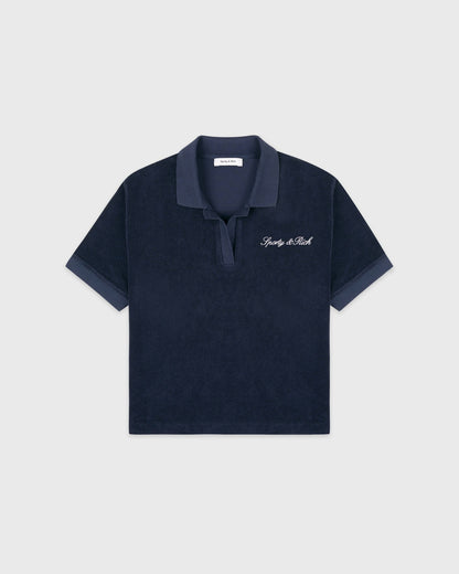 Signature Logo Terry Polo - Light Navy/White