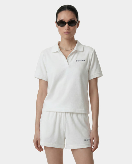 Signature Logo Terry Polo - White/Light Navy