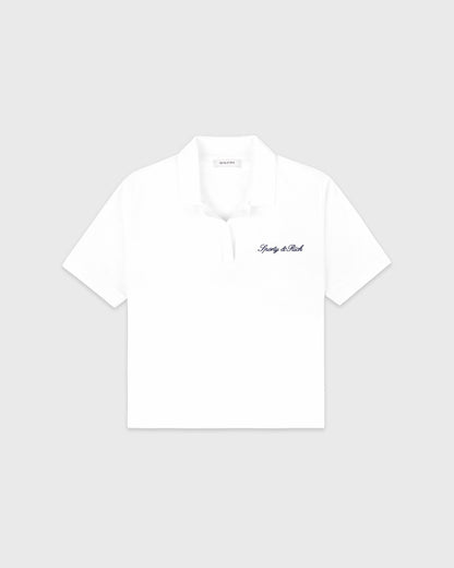 Signature Logo Terry Polo - White/Light Navy