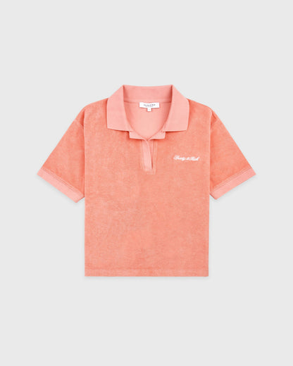Signature Logo Terry Polo - Flamingo/White