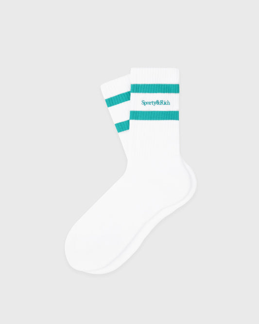 Serif Logo Socks - White/Amalfi Green