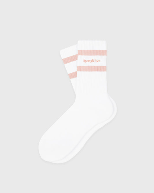 Serif Logo Socks - White/Flamingo