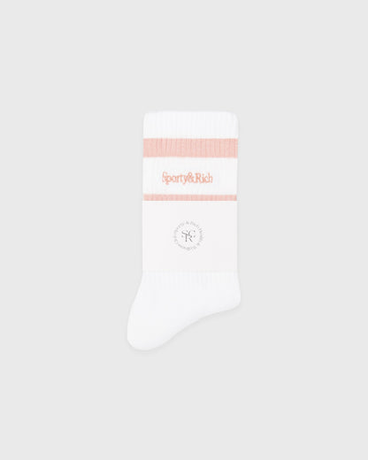 Serif Logo Socks - White/Flamingo
