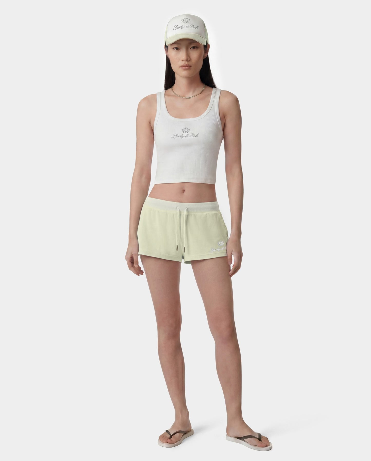 Juicy Script Velour Short - Sage