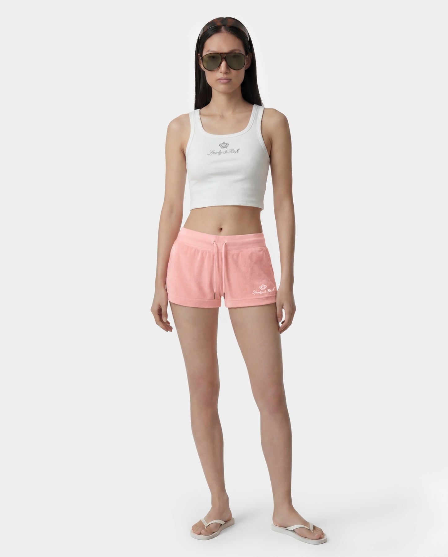 Juicy Script Velour Short - Rose
