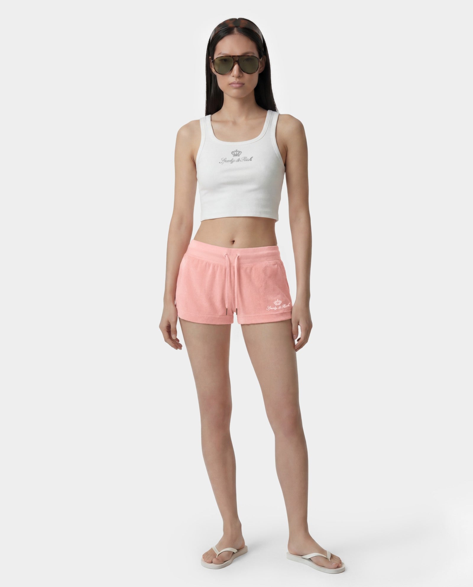 Juicy Script Velour Short - Rose