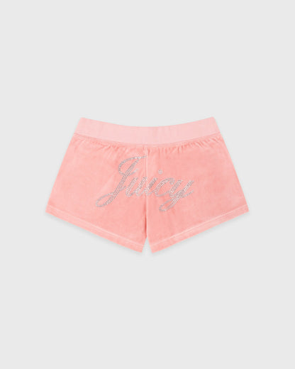 Juicy Script Velour Short - Rose