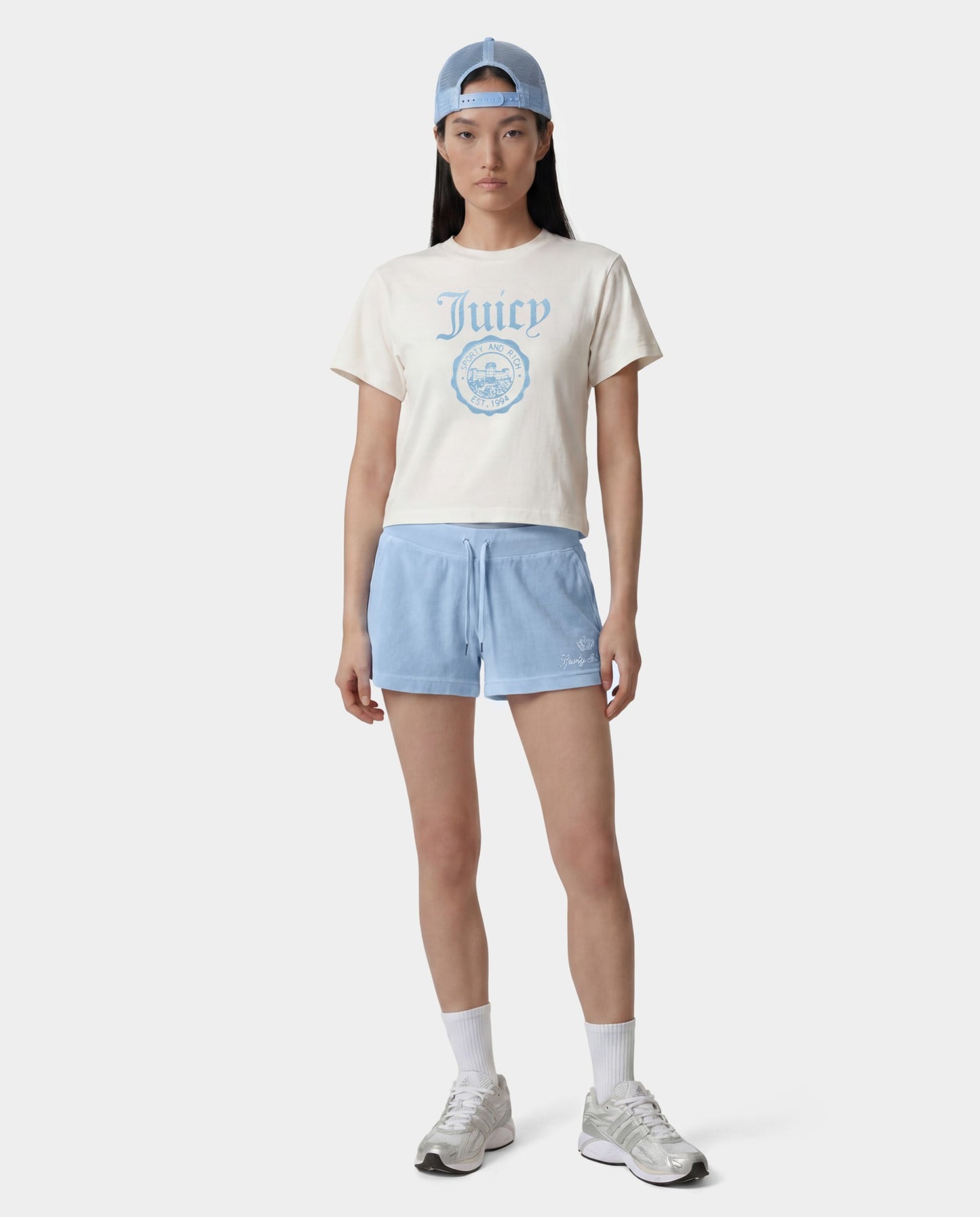 Juicy Script Velour Short - Sky Blue