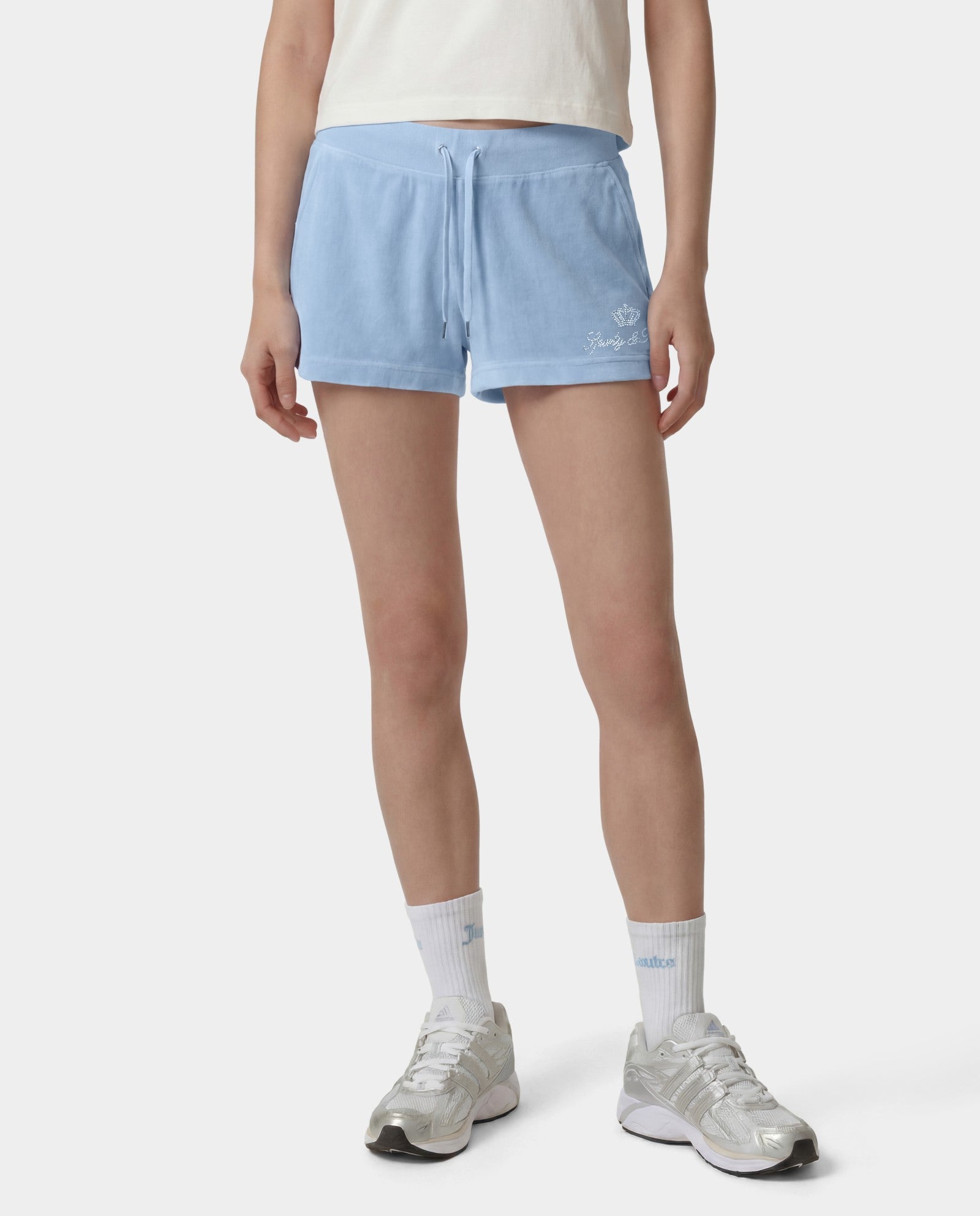 Juicy Script Velour Short - Sky Blue
