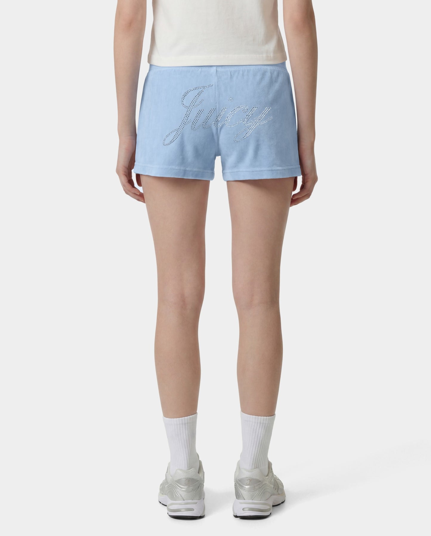 Juicy Script Velour Short - Sky Blue