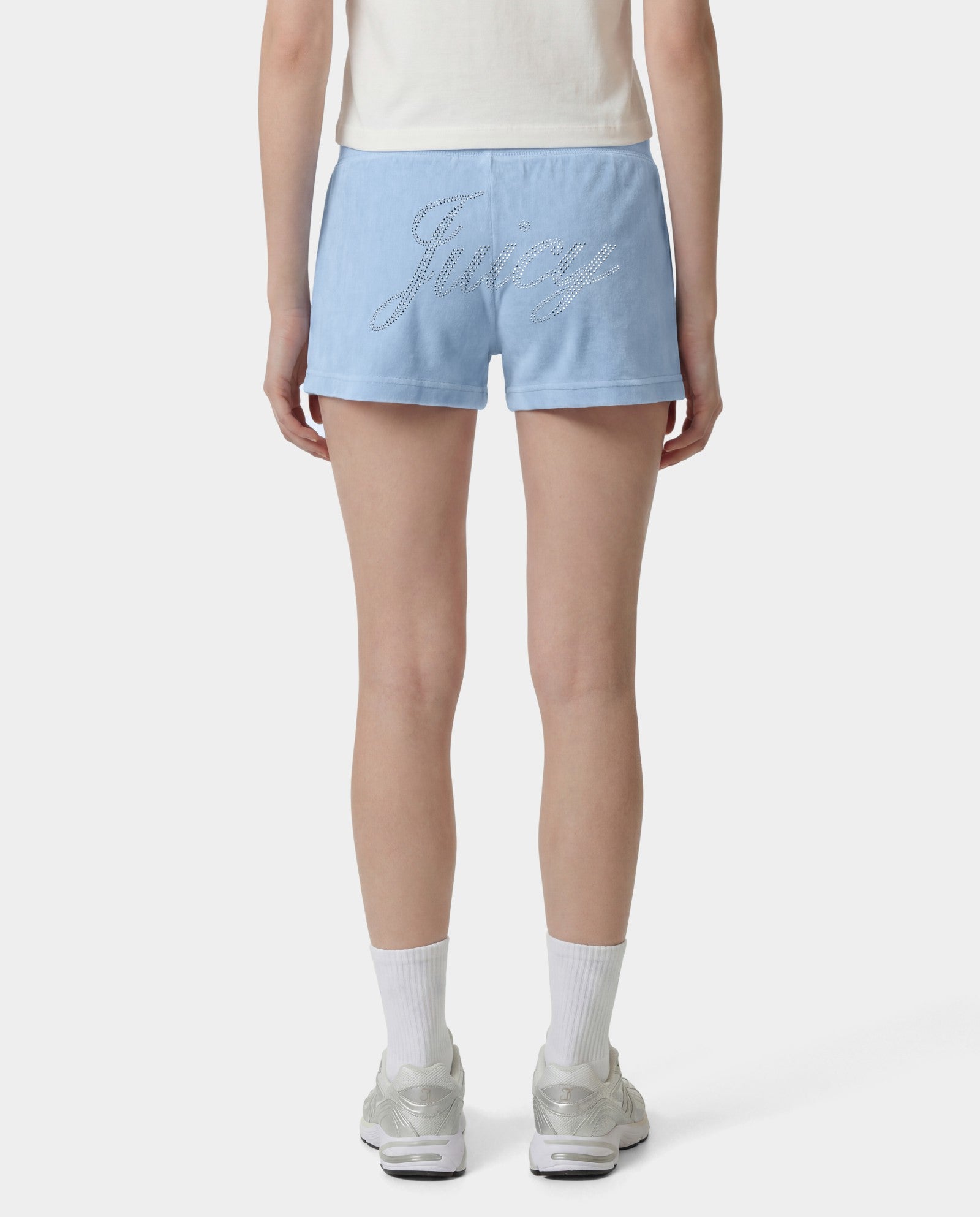 Juicy Script Velour Short - Sky Blue