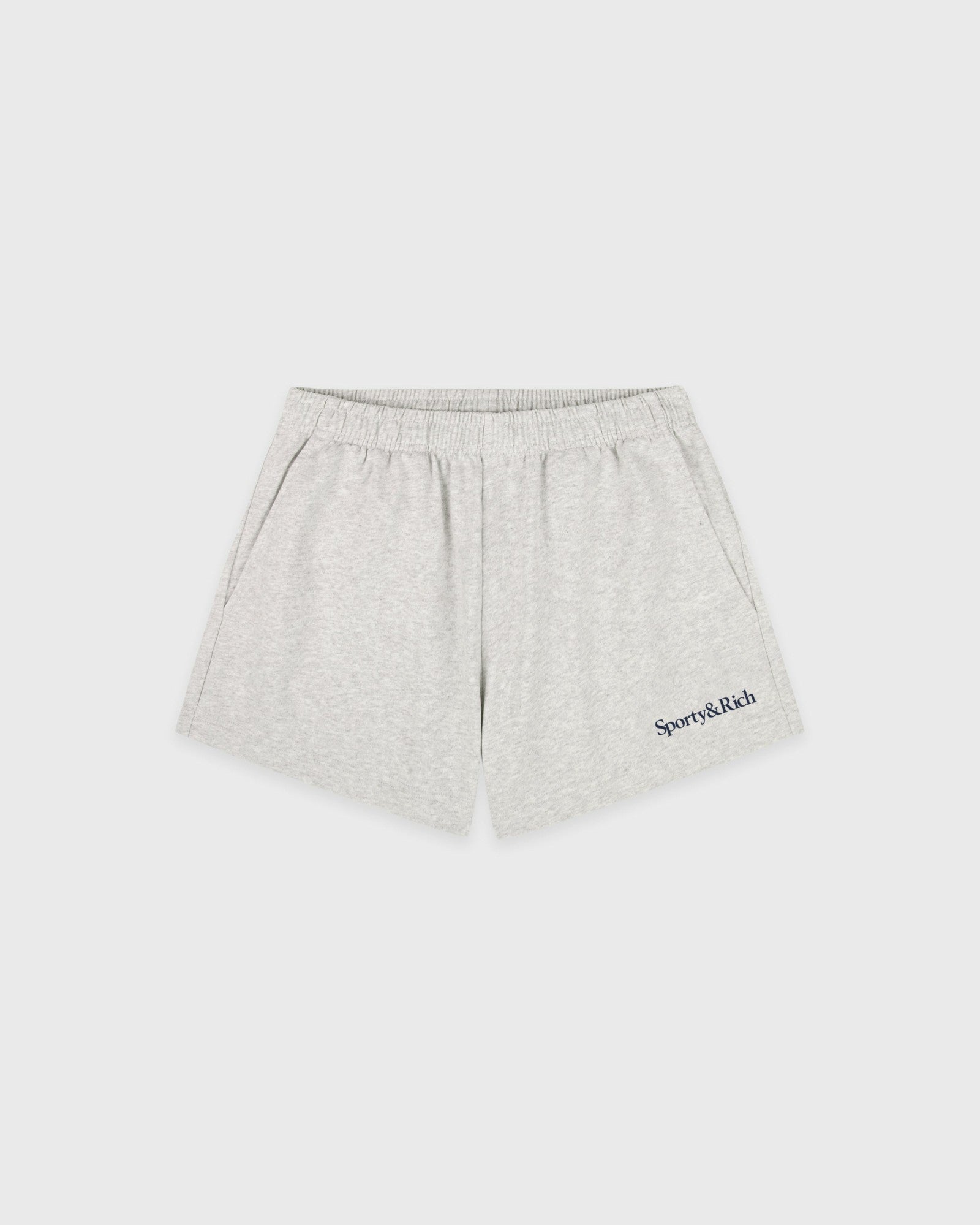 Serif Logo Embroidered Disco Short - Heather Gray/Navy