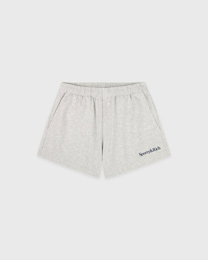 Serif Logo Embroidered Disco Short - Heather Gray/Navy