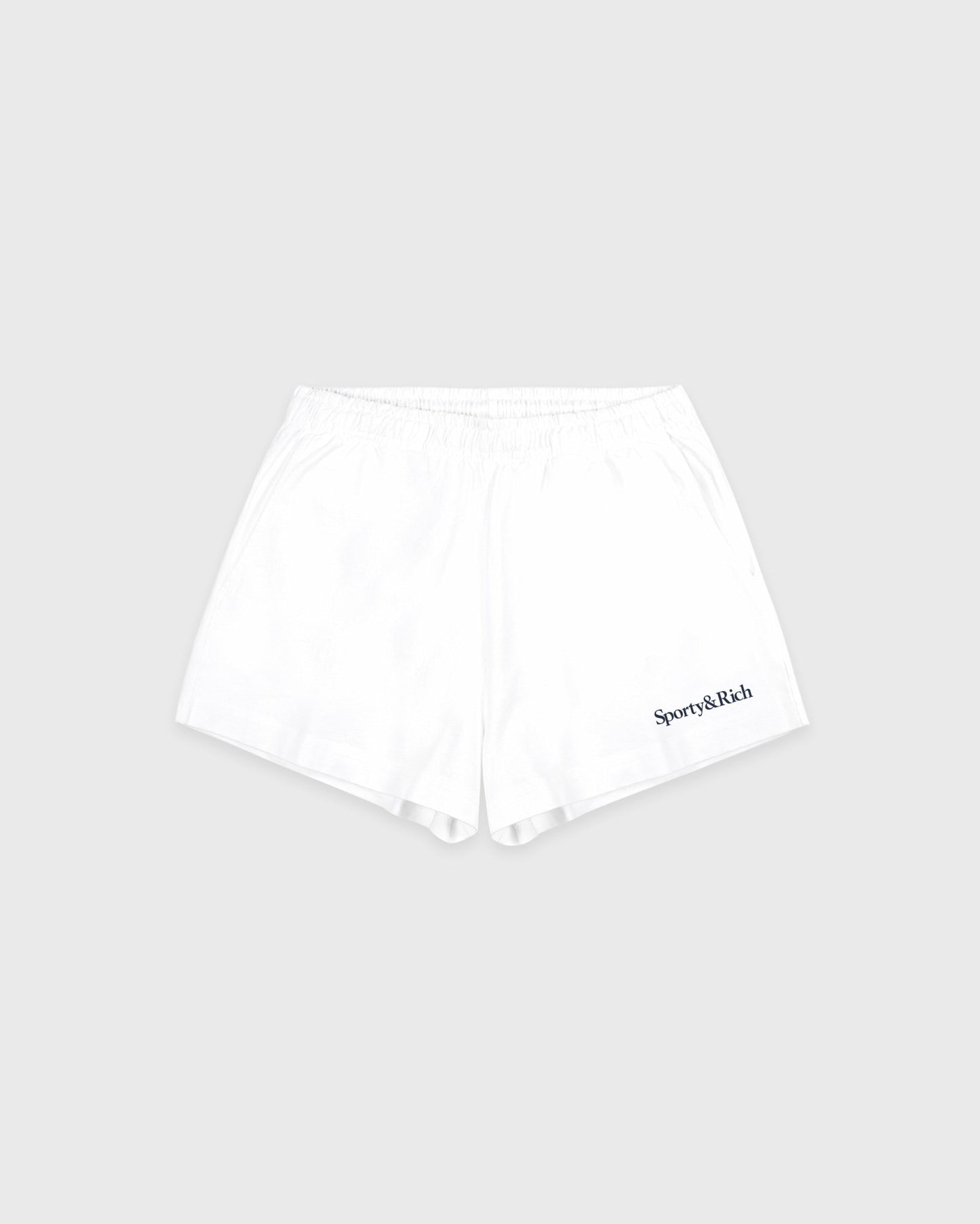 Serif Logo Embroidered Disco Short - White/Navy