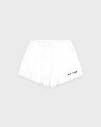Serif Logo Embroidered Disco Short - White/Navy