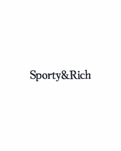 Serif Logo Embroidered Disco Short - White/Navy