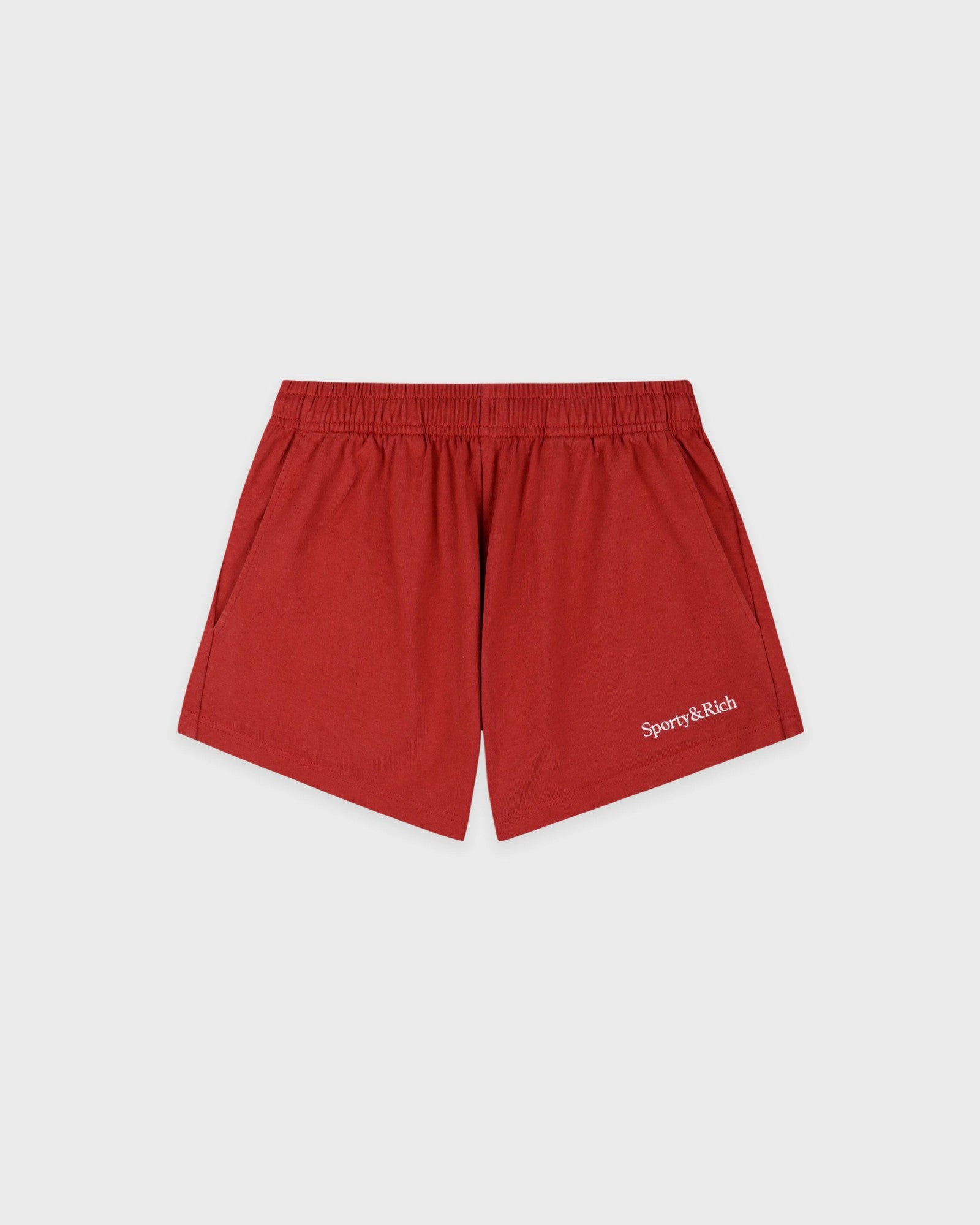 Serif Logo Embroidered Disco Short - Faded Merlot/White
