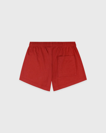 Serif Logo Embroidered Disco Short - Faded Merlot/White