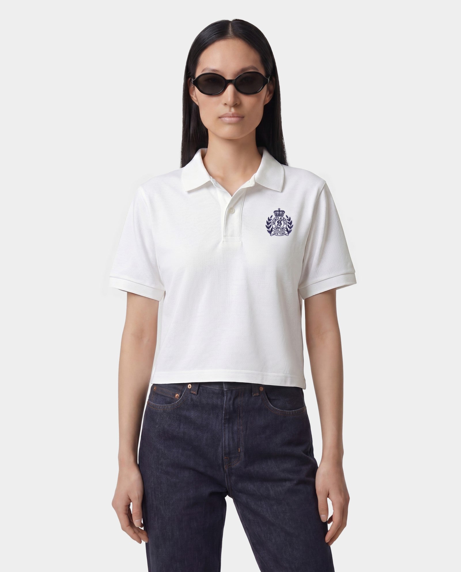 NY Crest Pique Polo - White