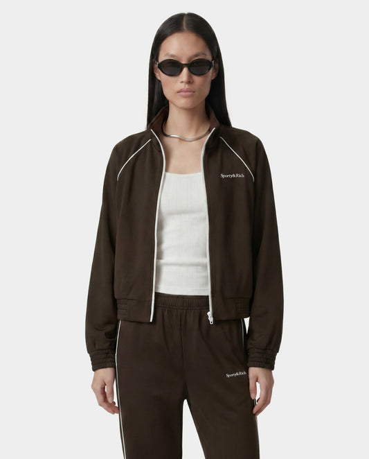 Serif Logo Retro Track Jacket - Cioco/White