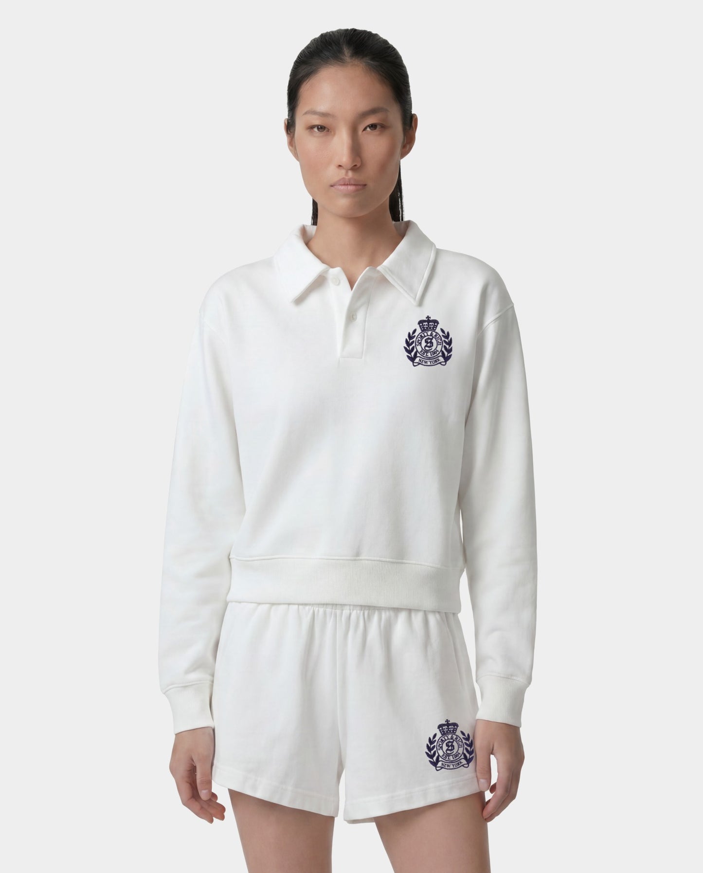 NY Crest Embroidered Polo - White