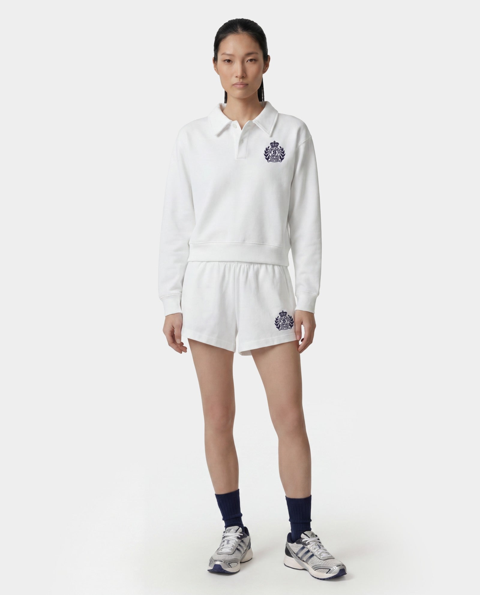 NY Crest Embroidered Polo - White