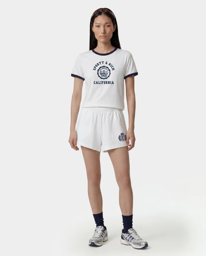 NY Crest Embroidered Disco Short - White