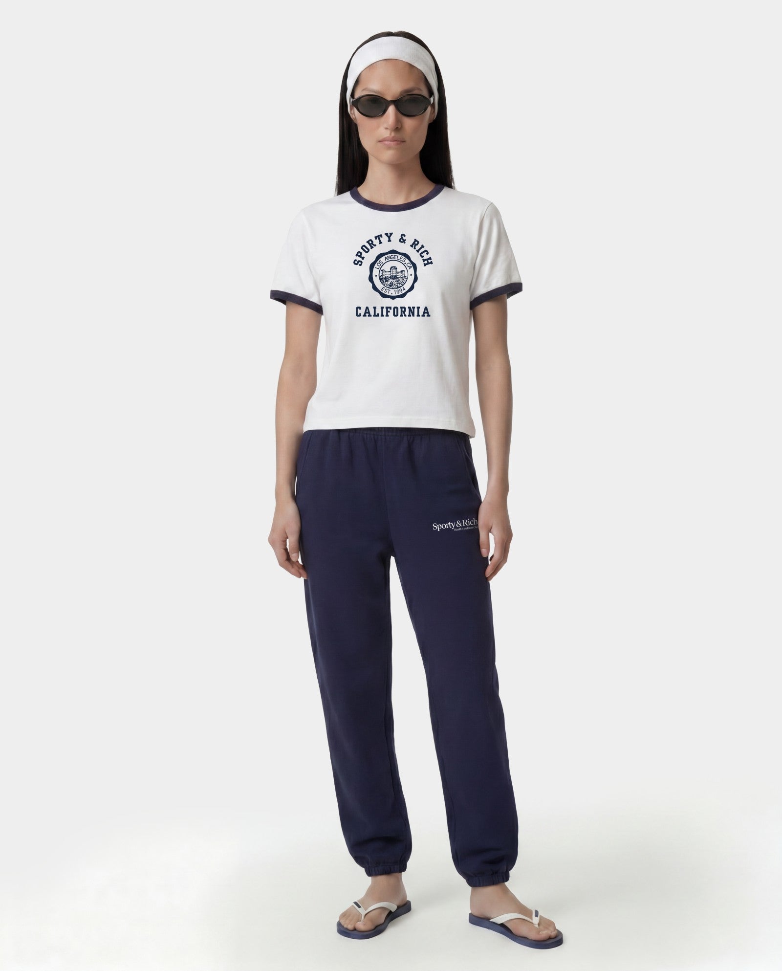 California Emblem Soft Ringer Tee - White/Dark Navy