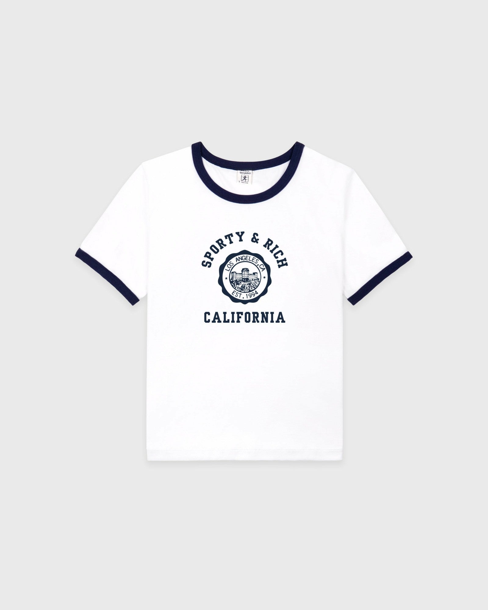 California Emblem Soft Ringer Tee - White/Dark Navy