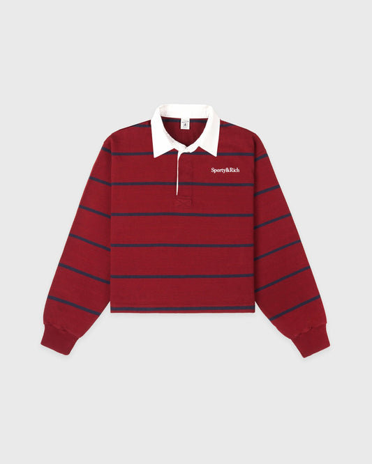 Serif Logo Rugby Polo - Merlot/White/Navy