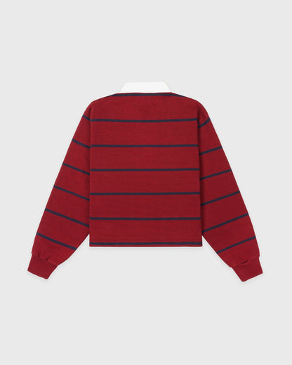 Serif Logo Rugby Polo - Merlot/White/Navy